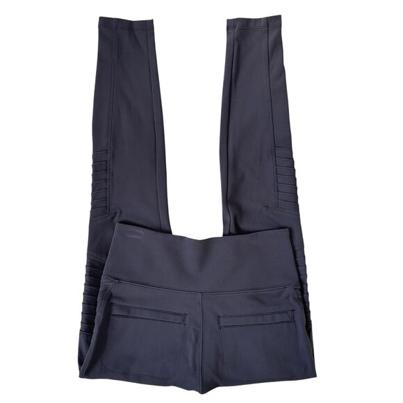 Athleta Delancey Moto Tight Sz Small Black Ankle Zip. Back Zip Pockets - Picture 12 of 15